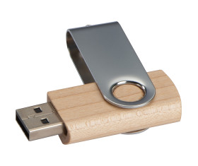 Chiavetta doppia USB con coperchio in legno chiaro