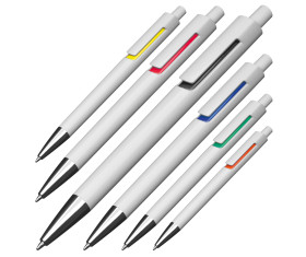 Stylo bille blanc avec applications colorées